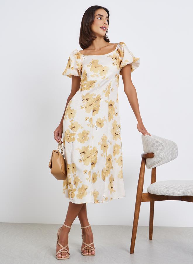 Styli Women Floral Midi A-Line Dress - Image 1
